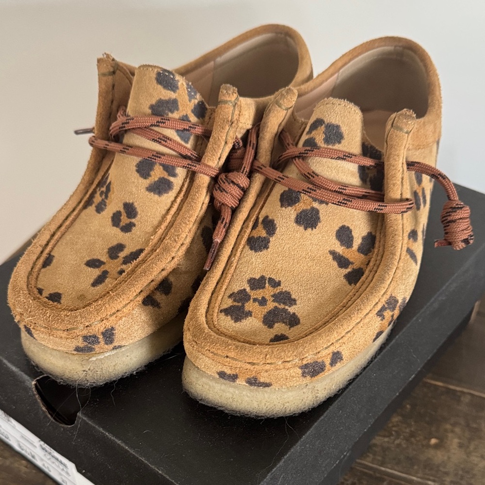 Clarks Tan Print Wallabee Shoes